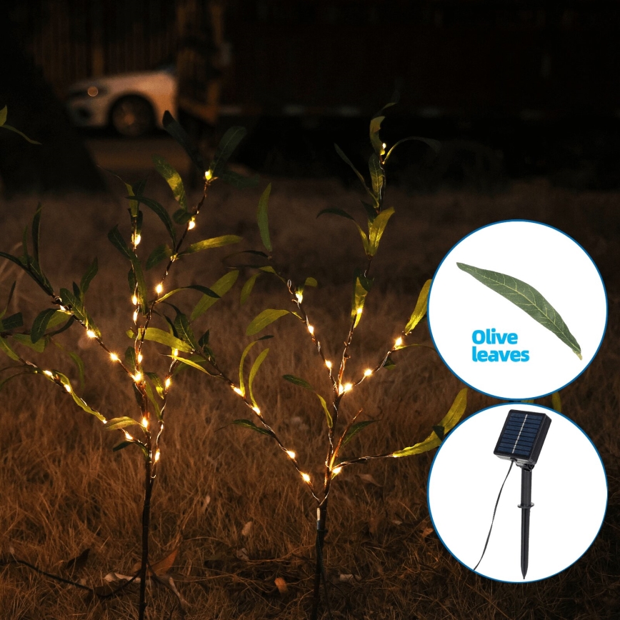 Aigostar - Decoração solar LED 60xLED/3,5m IP65 branco quente azeitona