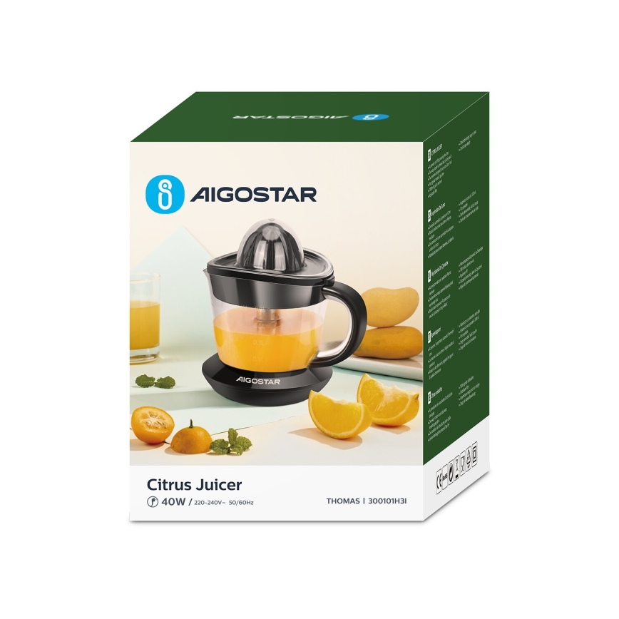 Aigostar - Espremedor de citrinos elétrico 1l 40W/230V preto