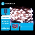 Aigostar - Fio de luzes de Natal solar LED 100xLED/8 funções 12m IP65 800 mAh branco frio