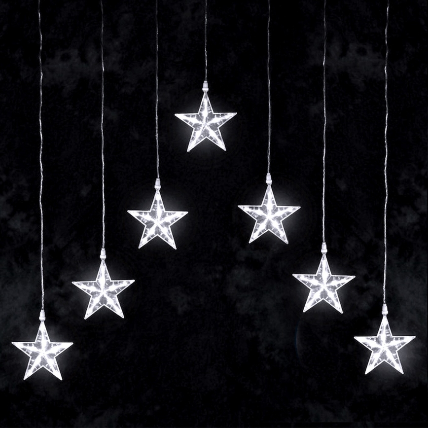 Aigostar - Fio de luzes LED para exterior, 70 LEDs, 1,2 x 1 m, IP44, branco frio, com estrelas