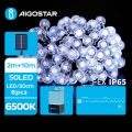 Aigostar - Fio decorativo solar LED 50xLED/8 funções 12m IP65 branco frio 800 mAh