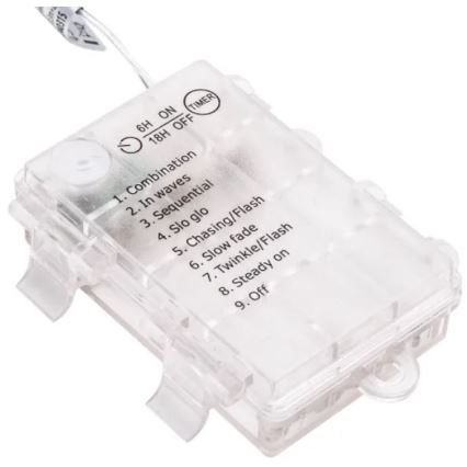 Aigostar - Fio de luzes LED exterior de Natal 25xLED/3xAA/8 funções 2,8 m IP44 branco frio