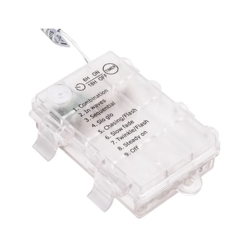 Aigostar - Fio de luzes LED exterior de Natal 25xLED/3xAA/8 funções 2,8 m IP44 branco frio