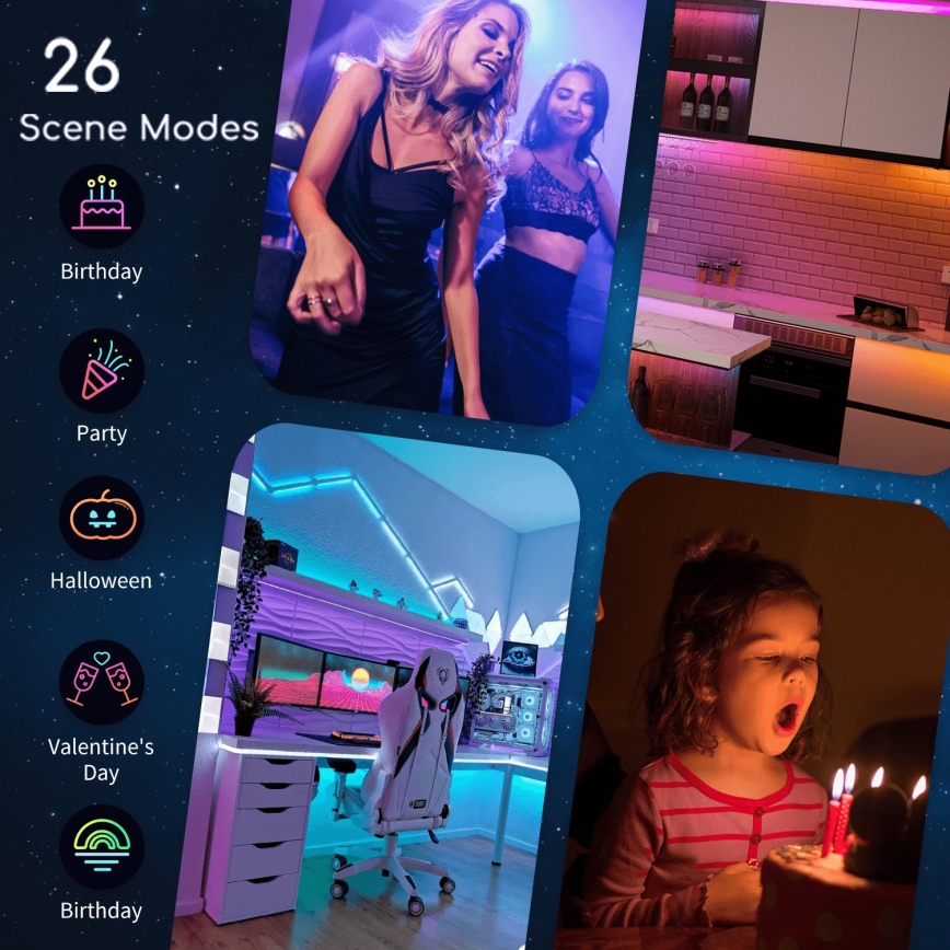 Aigostar - Fita LED RGB Regulável 6,5m LED/16,5W/12/230V 3000K Wi-Fi