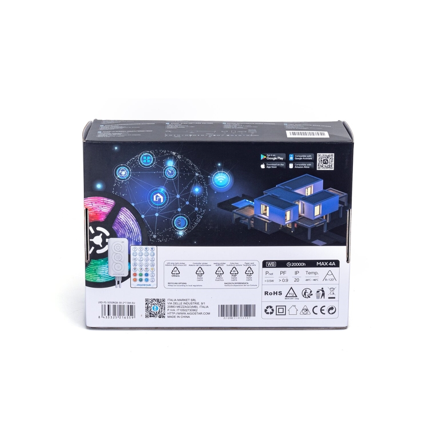 Aigostar - Fita LED RGBW Regulável LED/48W/12V 2x7,5 m Wi-Fi