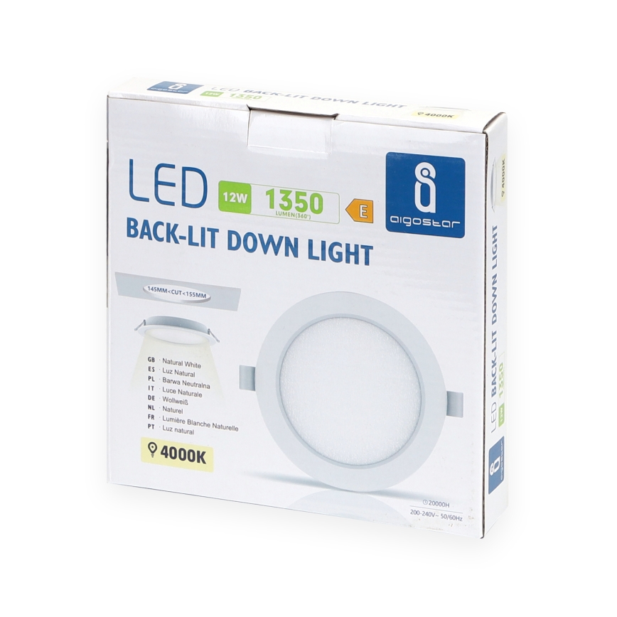 Aigostar - Foco de encastrar LED LED/12W/230V 4000K diâmetro 17,5 cm branco