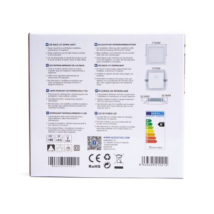 Aigostar - Foco de encastrar LED LED/15W/230V 17,5x17,5 cm 3000K branco