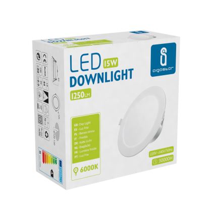 Aigostar - Foco de encastrar LED para casa de banho  LED/15W/230V 6000K IP44 diâmetro 14,5 cm branco