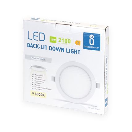 Aigostar - Foco de encastrar LED LED/18W/230V 4000K diâmetro 22 cm branco