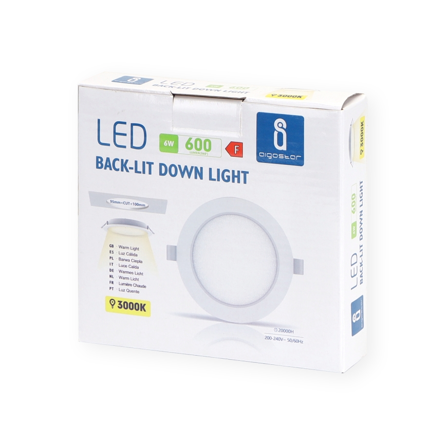 Aigostar - Foco de encastrar LED LED/6W/230V 3000K diâmetro 11,8 cm branco