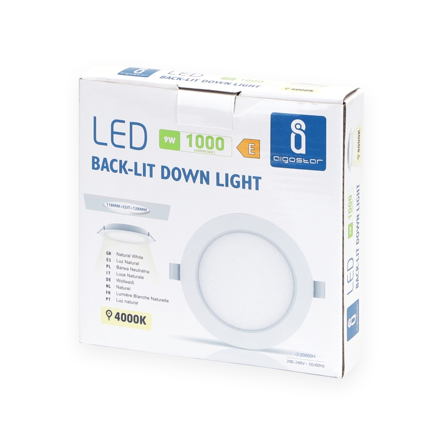 Aigostar - Foco de encastrar LED LED/9W/230V 4000K diâmetro 14,5 cm branco