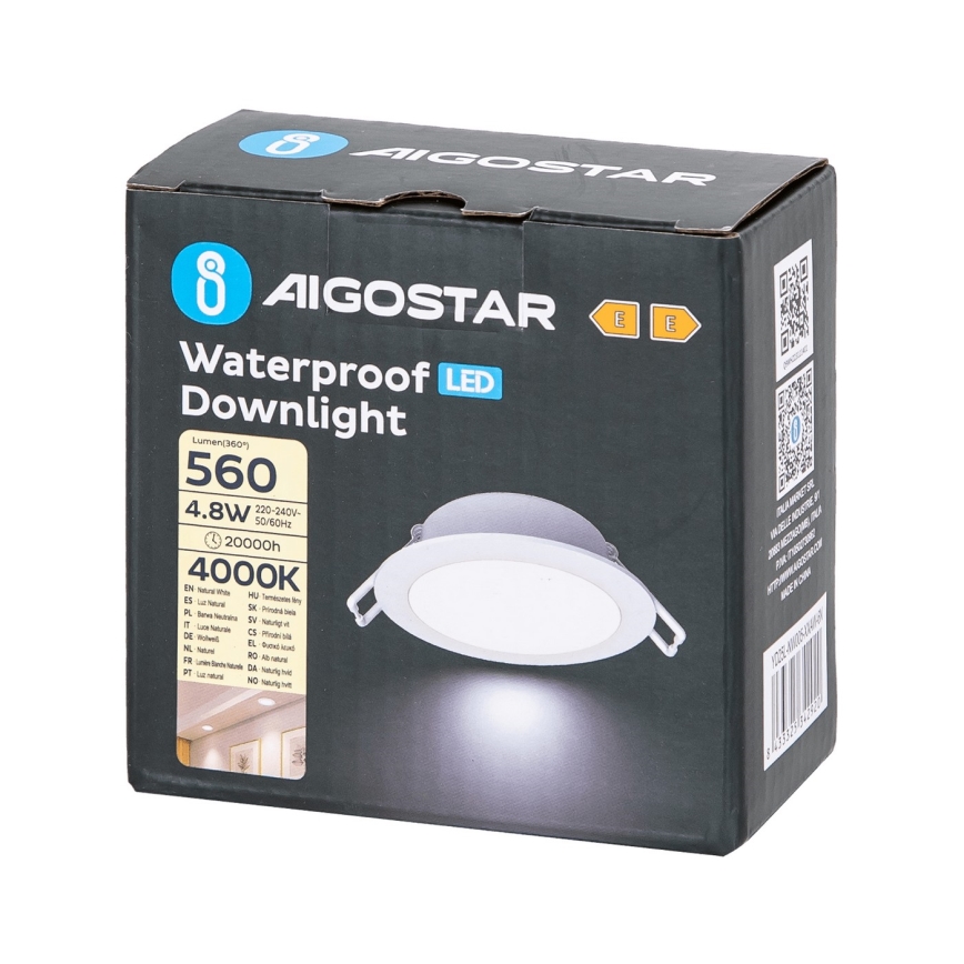 Aigostar - Foco de encastrar LED para casa de banho  LED/4,8W/230V 4000K branco IP65