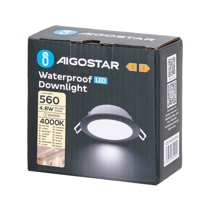 Aigostar - Foco de encastrar LED para casa de banho  LED/4,8W/230V 4000K preto IP65