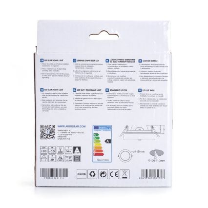 Aigostar - Foco de encastrar LED ULTRATHIN LED/6W/230V 3000K branco