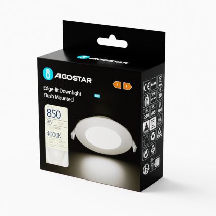 Aigostar - Foco de encastrar LED ULTRATHIN LED/9W/230V 4000K branco