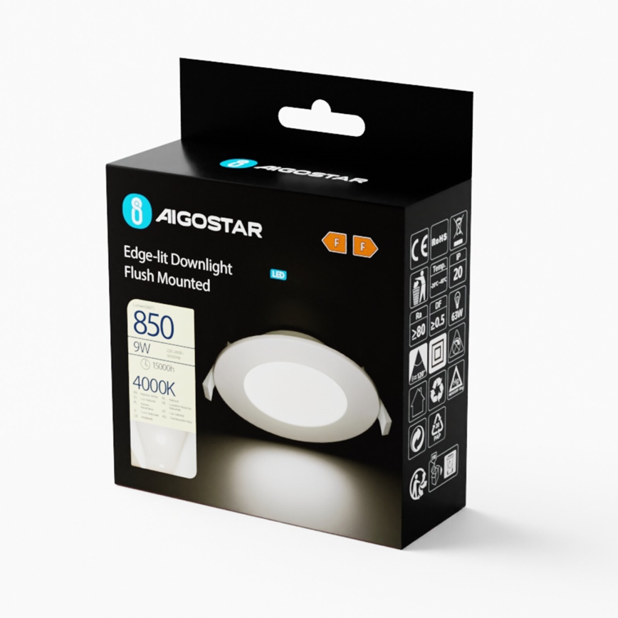 Aigostar - Foco de encastrar LED ULTRATHIN LED/9W/230V 4000K branco