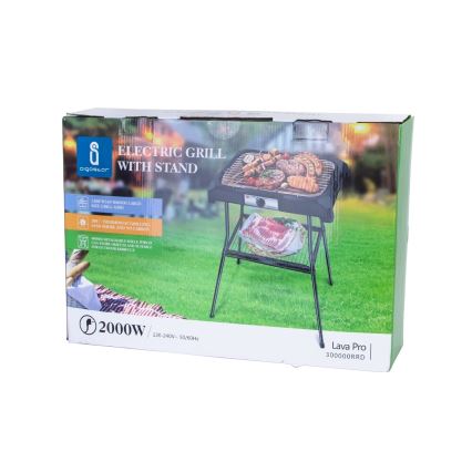 Aigostar - Grelhador elétrico com um suporte 2000W/230V preto