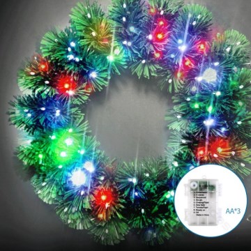 Aigostar - Guirlanda de Natal exterior LED RGBY, 72 LEDs, 3x AA, Ø 50 cm, IP44