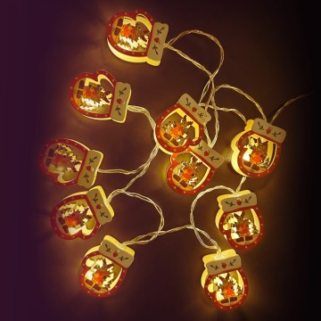 Aigostar - Guirlanda de Natal LED 10xLED/3xAA 1,5 m branco quente luva