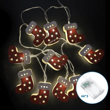 Aigostar - Guirlanda de Natal LED 10xLED/3xAA 1,5 m branco quente meias