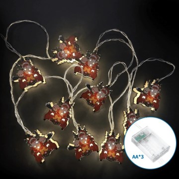 Aigostar - Guirlanda de Natal LED 10xLED/3xAA 1,5m branco quente trenós