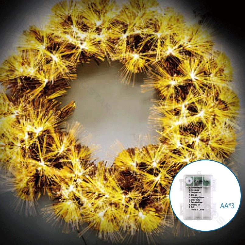 Aigostar - Guirlanda de Natal LED 3D para exterior, 72 LEDs, alimentada por 3 pilhas AA, diâmetro 50 cm, IP44, branco quente