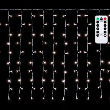 Aigostar - Guirlanda de Natal LED para exterior 150xLED/6W/230V/8 funções 1,5x1m IP44 branco frio + controlo remoto