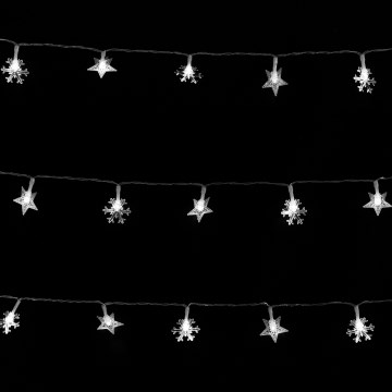 Aigostar - Guirlanda de Natal LED para exterior 50 LEDs/8 modos 3xAA 5 m IP44 branco frio estrelas