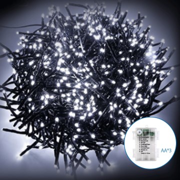 Aigostar - Guirlanda de Natal LED para exterior 50xLED/8 funções 3xAA 5,3m IP44 branco frio