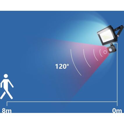 Aigostar - Holofote LED com sensor LED/50W/230V 4000K IP65 preto