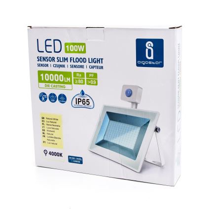 Aigostar - Holofote LED com um sensor LED/100W/230V 4000K IP65 branco