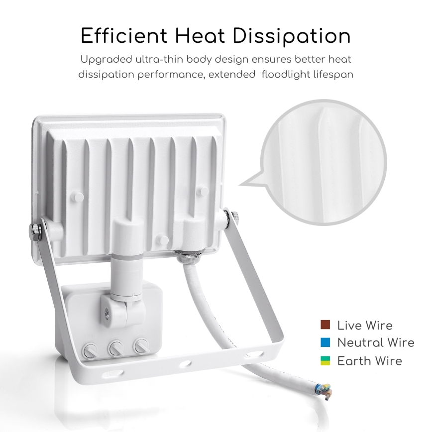 Aigostar - Holofote LED com um sensor LED/20W/230V 4000K IP65 branco