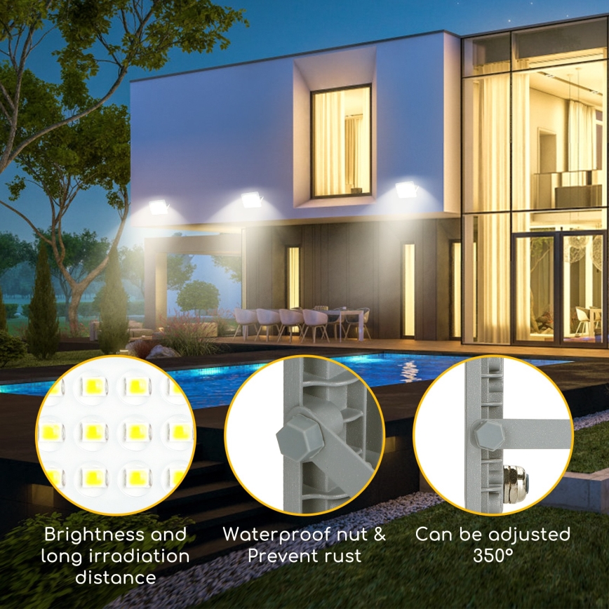 Aigostar - Holofote LED LED/100W/230V cinzento 4000K IP65