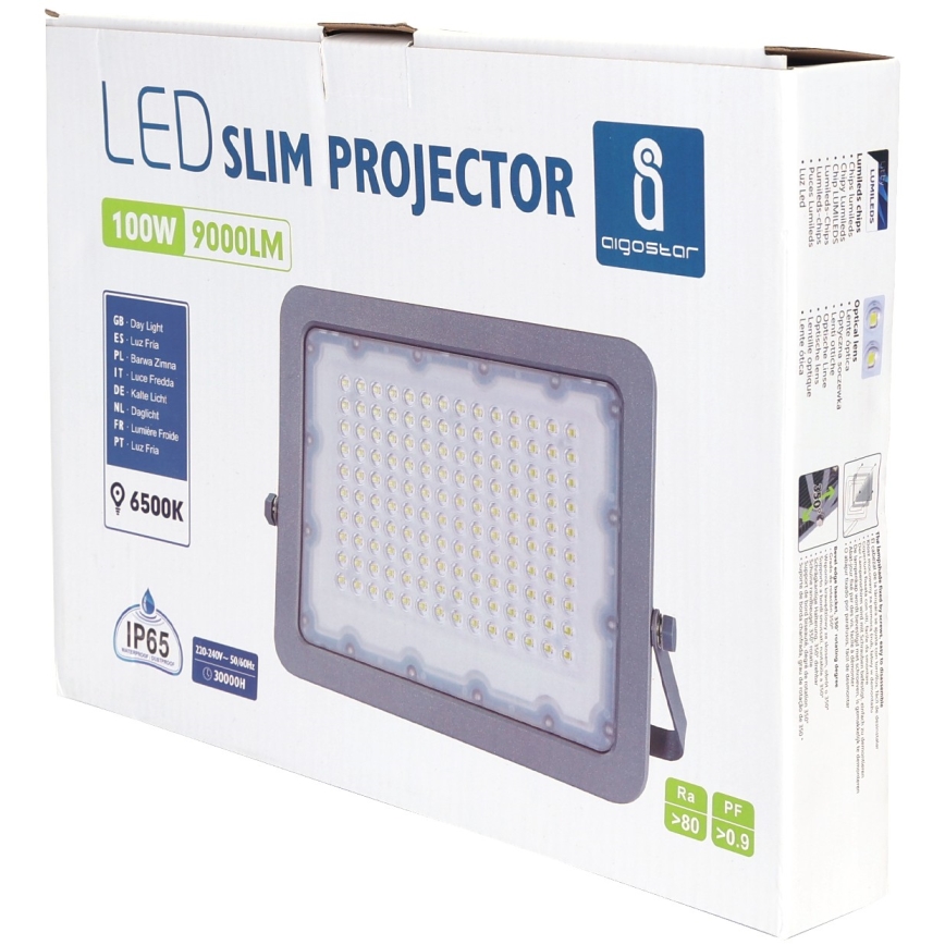 Aigostar - Holofote LED LED/100W/230V cinzento 6500K IP65