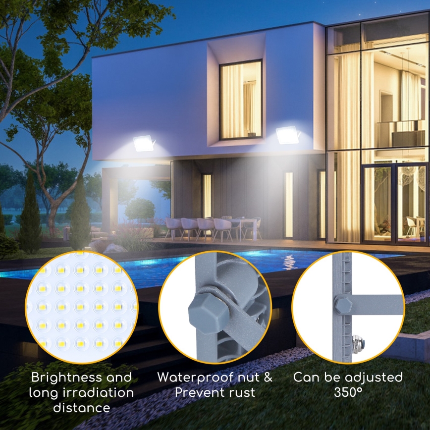 Aigostar - Holofote LED LED/150W/230V cinzento 6500K IP65