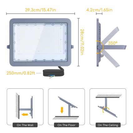 Aigostar - Holofote LED LED/200W/230V cinzento 6500K IP65