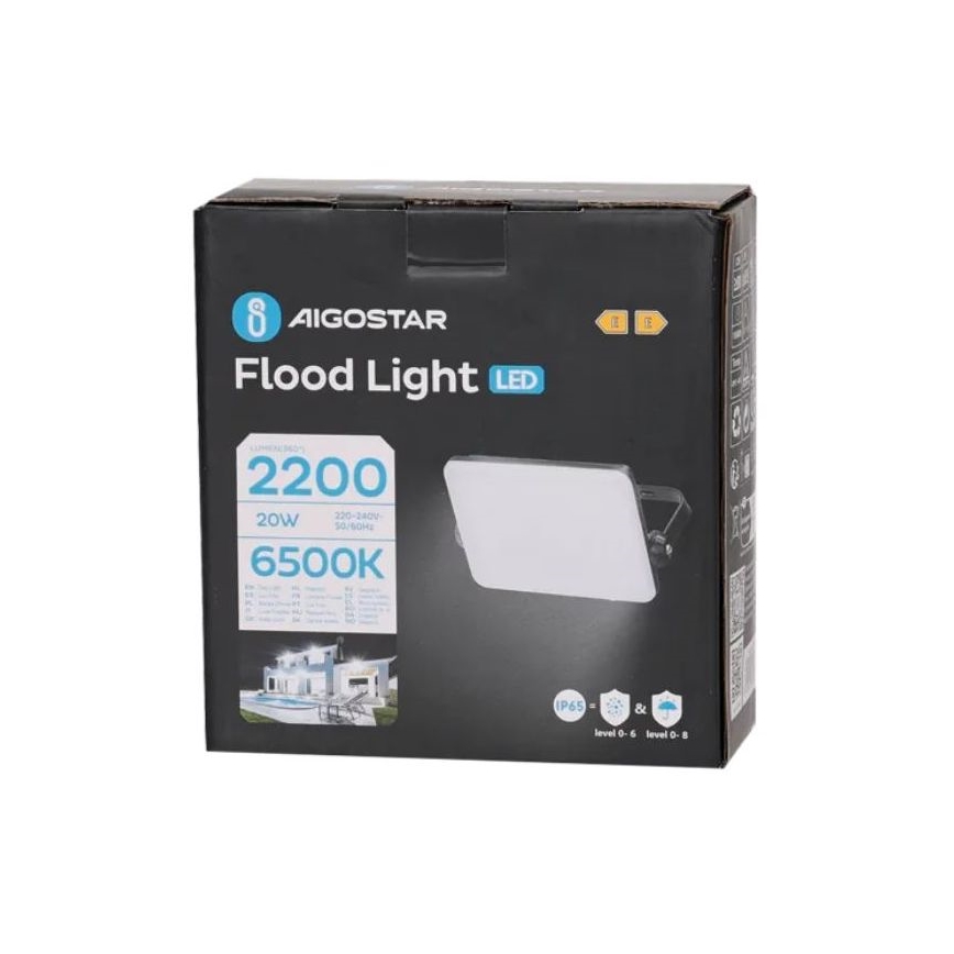 Aigostar - Holofote LED LED/20W/230V 6500K IP65 preto