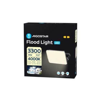 Aigostar - Holofote LED LED/30W/230V 4000K IP65 preto