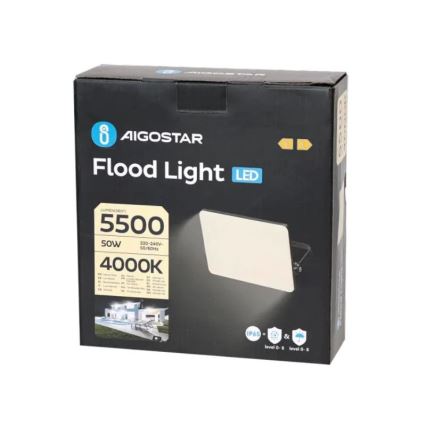 Aigostar - Holofote LED LED/50W/230V 4000K IP65 preto
