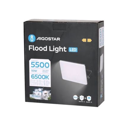 Aigostar - Holofote LED LED/50W/230V 6500K IP65 preto