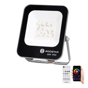 Aigostar - Holofote LED RGBW regulável MESH Inteligente LED/20W/230V 6500K IP65 + comando