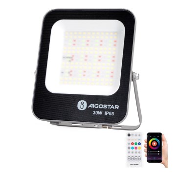 Aigostar - Holofote LED RGBW regulável MESH Inteligente LED/30W/230V 6500K IP65 + comando