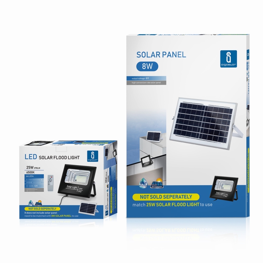 Aigostar - Holofote solar LED com regulação LED/25W/3,2V IP67 + CR