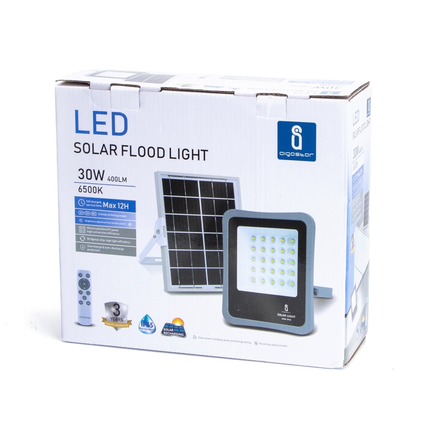 Aigostar - Holofote solar LED com regulação LED/30W/3,2V IP67 + CR