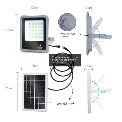 Aigostar - Holofote solar LED com regulação LED/30W/3,2V IP67 + CR