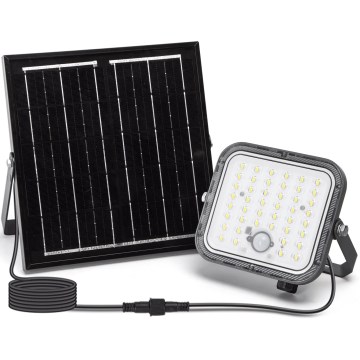Aigostar - Holofote solar LED regulável com sensor LED/80W/3,4V IP66 + comando