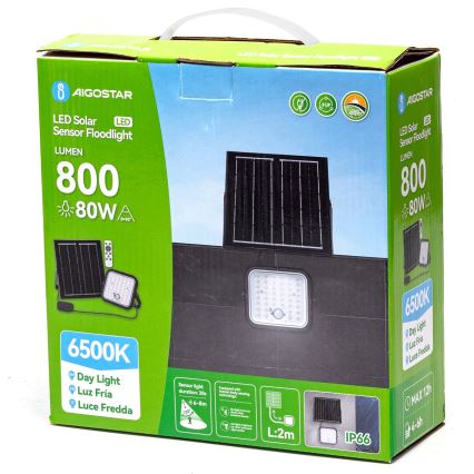 Aigostar - Holofote solar LED regulável com sensor LED/80W/3,4V IP66 + comando