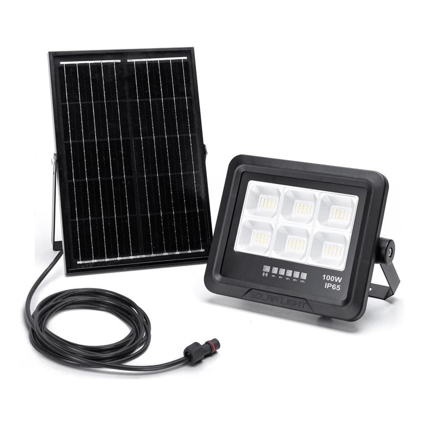 Aigostar - Holofote solar LED regulável LED/100W/3,4V IP65 10000 mAh + comando