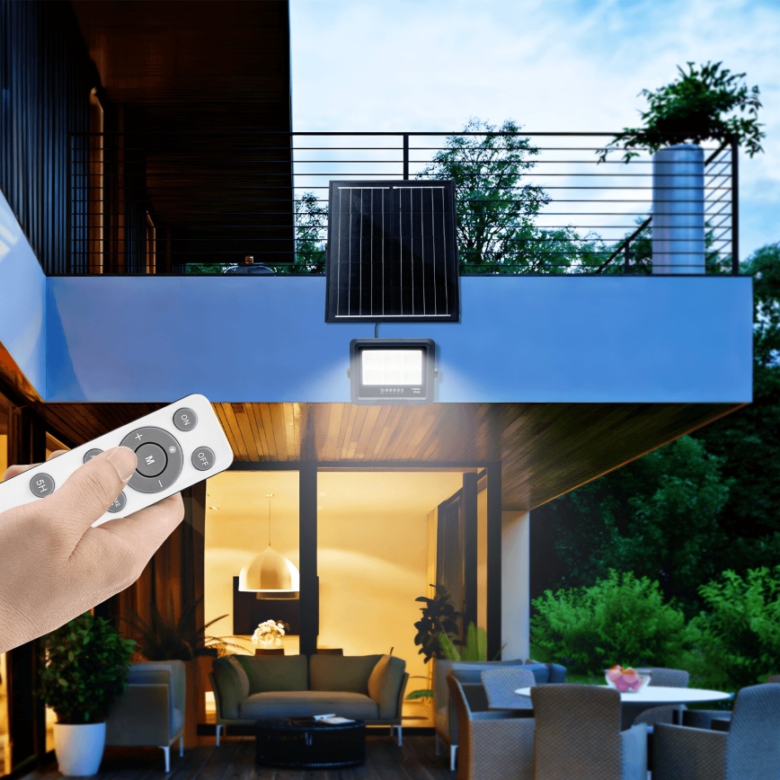 Aigostar - Holofote solar LED regulável LED/100W/3,4V IP65 + comando