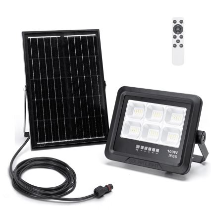 Aigostar - Holofote solar LED regulável LED/100W/3,4V IP65 + comando